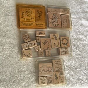 Stampin' Up! Wooden Stamps Sets (4) Christmas themed
